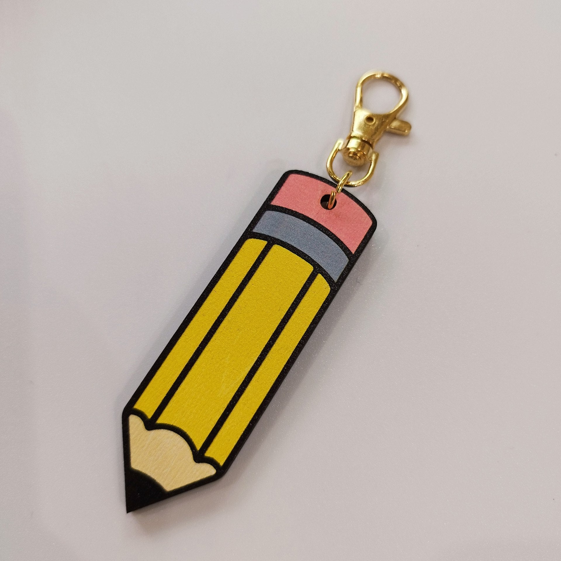 Wholesale Wood Chip Rainbow Pencil Keychain